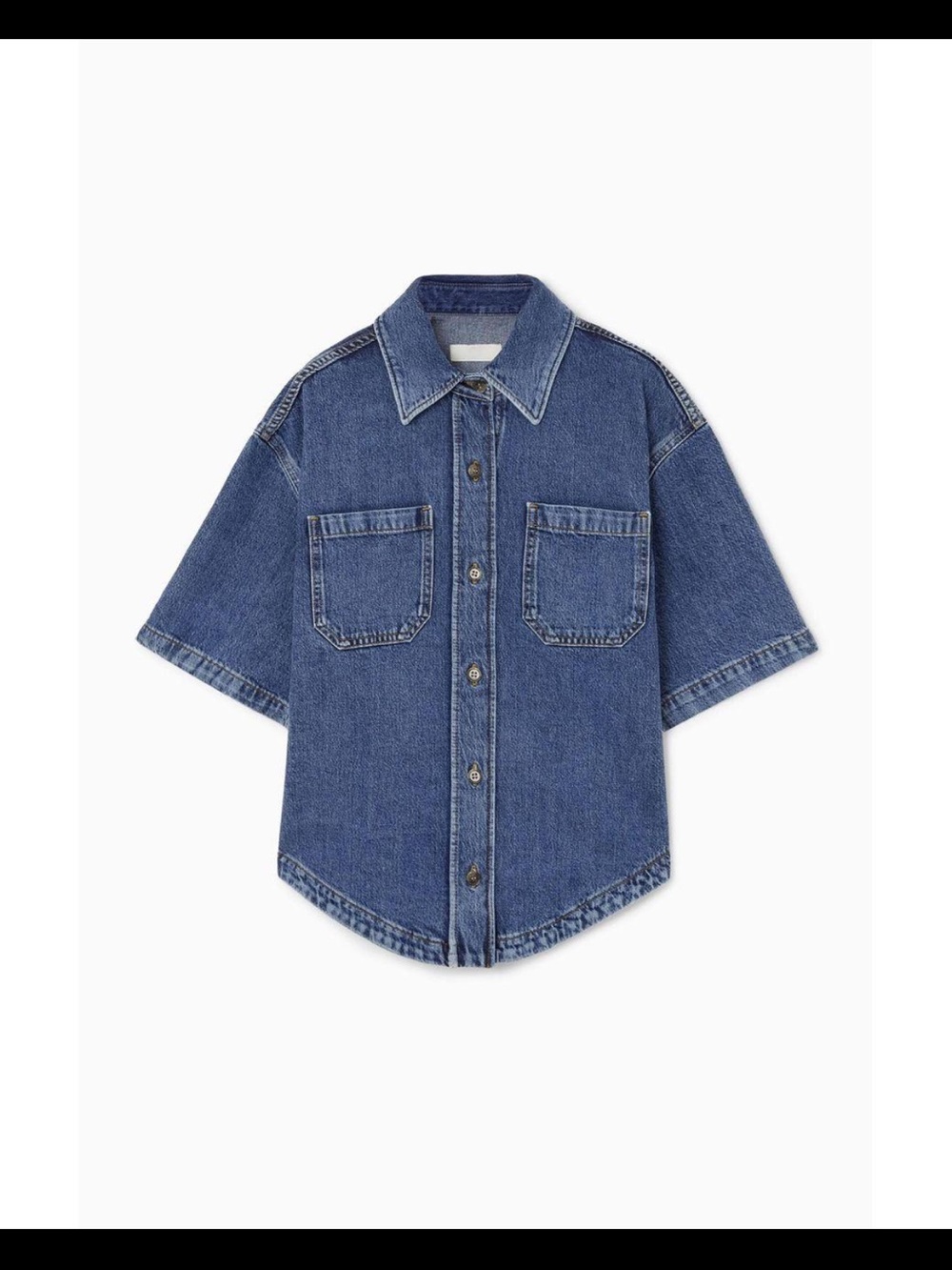 COS Short-Sleeve Denim Button-Down Shirt - Blue
